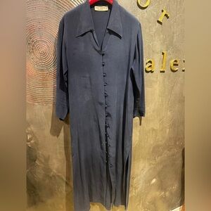Saint tropez pure silk Navy Button-Down maxi Dress size M